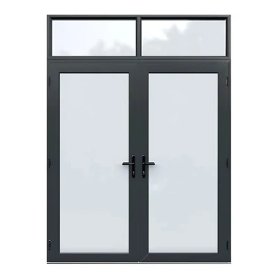 Puerta de aluminio abierta hacia afuera
